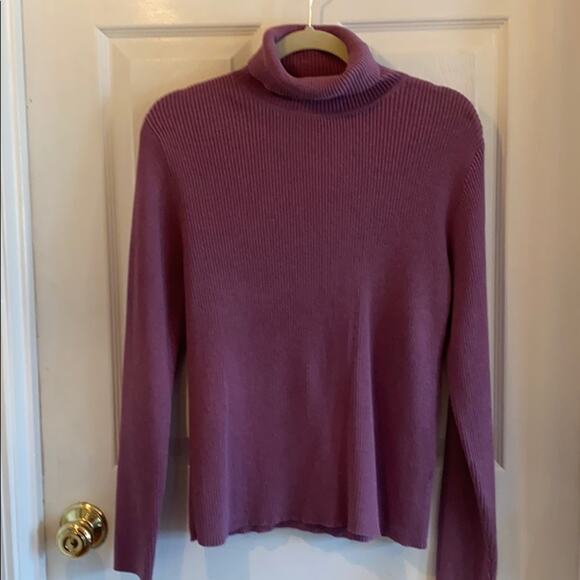 Pendleton L purple ribbed knit cotton turtleneck - Picture 1 of 6